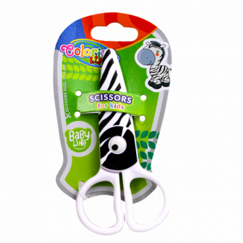 Ножиці дитячі Colorino, пластикові, 12,5 см, білий з чорним (37275PTR) - Pampik