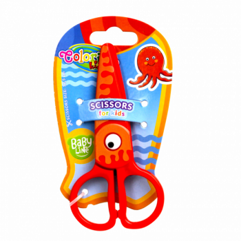 Ножницы детские Colorino, пластиковые, 12,5 см, красный (37275PTR) - Pampik