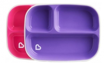Набір тарілок Munchkin Splash Divided Plates, 2 шт., Рожевий з фіолетовим (46727.02) - Pampik