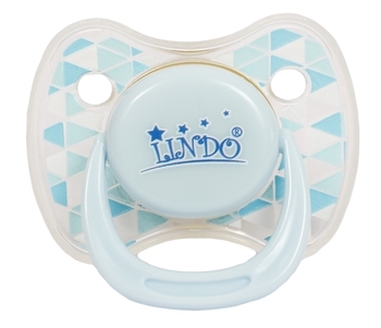 Пустушка латексна Lindo Глибока ніч, кругла, з ковпачком, 6-12 міс., світло-блакитний (Pk009/6-12б) - Pampik