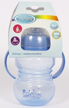 Поїльник-непроливайка Lindo, з силіконовим носиком і знімними ручками, 6+ міс., 270 мл, блакитний (LI 704 гол) - Pampik - 4