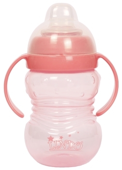 Поїльник-непроливайка Lindo, з силіконовим носиком і знімними ручками, 6+ міс., 270 мл, корал (LI 704 троянд) - Pampik