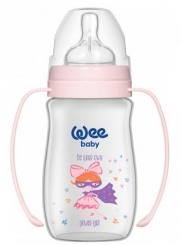 

Бутылочка для кормления Wee Baby Classic Plus, с ручками, c силиконовой соской, 250 мл, розовый (138-pink)