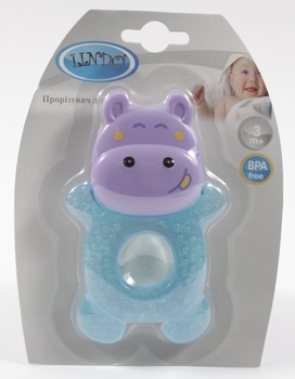 Прорізувач для зубів Lindo Бегемотик, латексний, блакитний з бузковим (РК 069 гол) - Pampik - 2
