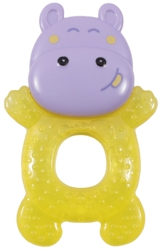 Прорізувач для зубів Lindo Бегемотик, латексний, жовтий з бузковим (РК 069 жел) - Pampik