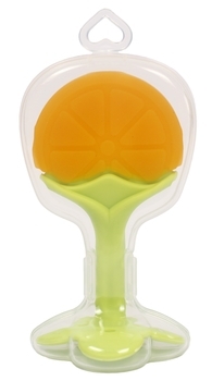 Прорізувач для зубів Lindo Апельсин, силіконовий, помаранчевий з салатовим (LI 320 апел) - Pampik - 2