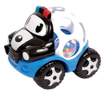 Игрушка-погремушка Lindo Машинка, голубой с черным и белым (Б 343 син) - Pampik