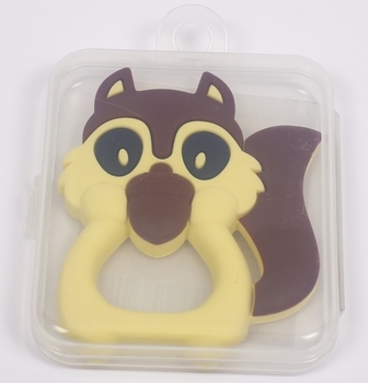 Прорізувач для зубів Lindo Білка, силіконовий, жовтий з бордовим (LI 321 б жел) - Pampik - 2