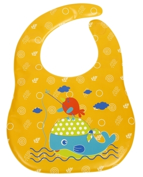 Нагрудник Lindo Кит, з прозорою кишенею, на липучці, помаранчевий (Ф 930 кит) - Pampik