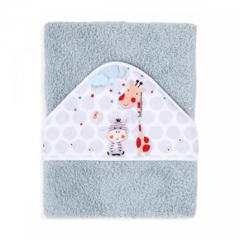 Рушник з капюшоном Interbaby Jungle, 100х100 см, сірий (8000589) - Pampik - 4