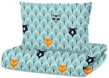 Комплект постільної білизни Cosas Ліс, бязь, 215х155 см, бірюзовий - Pampik