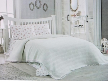 Покрывало-плед IzziHome Dantel, хлопок, 240х180 см, бежевый (543912) - Pampik - 3