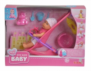 Ляльковий набір Simba Пупс Міні NBB з коляскою (5030928) - Pampik