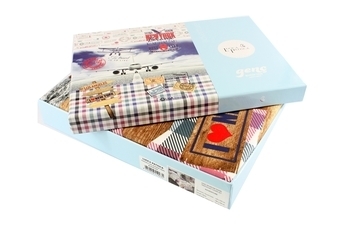 Комплект постельного белья Luoca Patisca Ranforce Adventure, ранфорс, 220х160 см, синий с белым (19031) - Pampik - 2