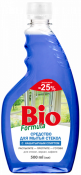 Засіб для миття скла та дзеркал Bio Formula, з нашатирним спиртом, 500 мл - Pampik