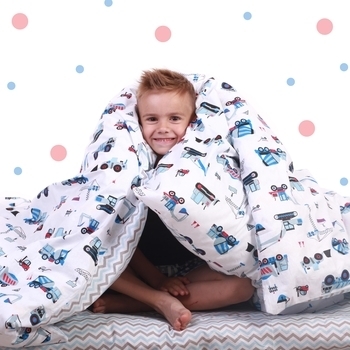 Простирадло на резинці Cosas Преміум, 120х60х10 см, блакитний з сірим - Pampik - 4