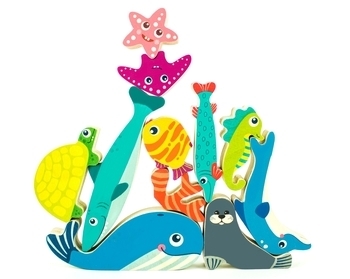 Набір дерев'яних балансиров Quokka Різнокольорові тварини (QUOKA001SF) - Pampik - 2