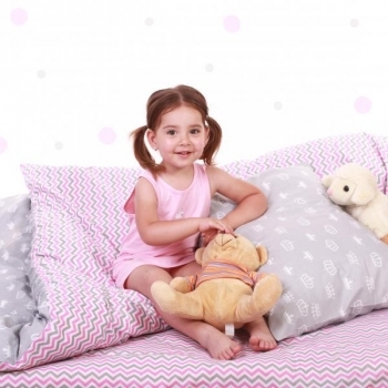 Простирадло на резинці Cosas Преміум, 120х60х10 см, рожевий з сірим - Pampik - 3