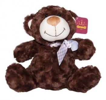М'яка іграшка Grand Ведмідь з бантом, коричневий, 25 см (2502GMB) - Pampik