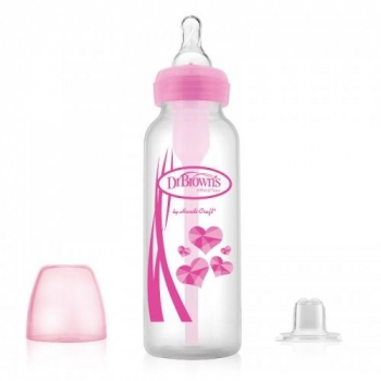 Пляшка-поїльник Dr. Brown's, з вузькою шийкою і змінним носиком, 250 мл, рожевий (SB8191-P3) - Pampik