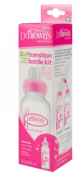 Пляшка-поїльник Dr. Brown's, з вузькою шийкою і змінним носиком, 250 мл, рожевий (SB8191-P3) - Pampik - 3