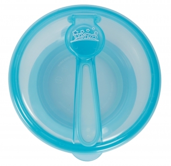 Тарілка на присоску Lindo, з кришкою і ложкою, синій (PK 037 син) - Pampik - 2