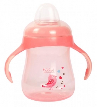 Поїльник-непроливайка Lindo, з ручками і силіконовим носиком, 6+ міс., 250 мл, рожевий (LI 711 пик) - Pampik