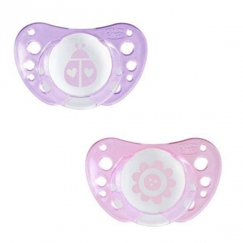 Силіконова пустушка Chicco Physio Аіг, 0-6 місяців, рожевий, 2 шт. (75030.11.00.00) - Pampik