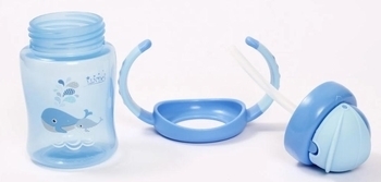 Поїльник-непроливайка Lindo Premium, з силіконовою соломинкою, 9+ міс., 240 мл, блакитний (А 40 блак) - Pampik - 3
