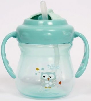 Поїльник-непроливайка Lindo з ручками і силіконовою трубочкою, 6+ міс., 250 мл, бірюзовий (Lі 708 зелений) - Pampik - 2