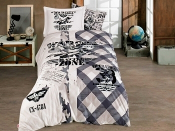 Комплект постільної білизни Hobby Poplin Sky Force, поплін, 220х160 см, сірий (44484_1,5) - Pampik