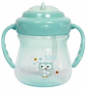 Поїльник-непроливайка Lindo з ручками і силіконовою трубочкою, 6+ міс., 250 мл, бірюзовий (Lі 708 зелений) - Pampik