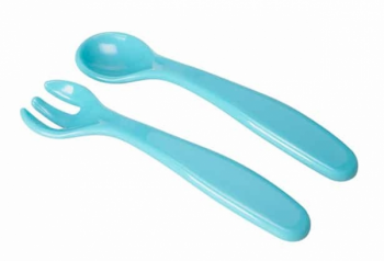 Набір столових приборів Bibi, ложка і виделка, блакитний (113968) - Pampik
