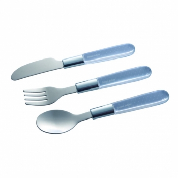 Набір столових приборів Canpol Babies (виделка, ложка і ніж), сірий (9/477_whi) - Pampik