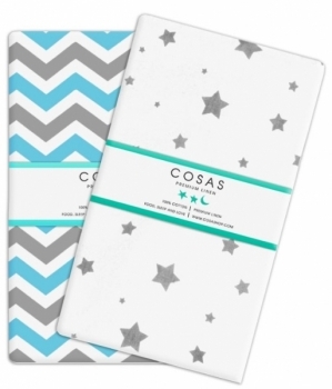 Набір простирадл Cosas, бязь, 240х155 см, білий з блакитним, 2 шт. - Pampik