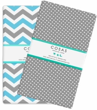 Набір простирадл Cosas, бязь, 240х155 см, сірий з блакитним, 2 шт. - Pampik