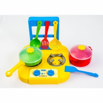 Набор посуды столовый с плитой Tigres Ромашка, 7 элементов, желтый (39150 Жовтий) - Pampik - 2