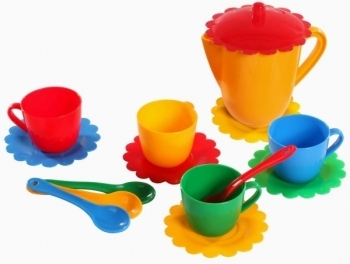 Набор посуды с чайником Tigres Ромашка Люкс, на 4 персоны, зеленый (39085 Зелений) - Pampik