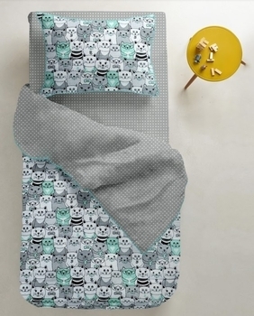 Набір простирадл Cosas, бязь, 240х155 см, сірий з блакитним, 2 шт. - Pampik - 5