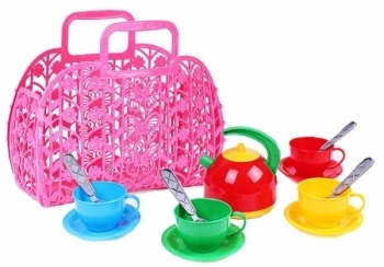 Іграшка ТехноК Кошик з набором посуду, рожевий (1608) - Pampik