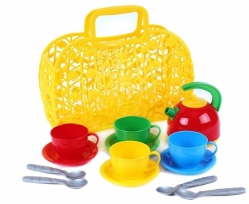Іграшка ТехноК Кошик з набором посуду, жовтий (1608) - Pampik