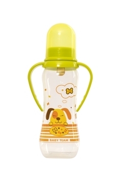 Бутылочка с латексной соской и ручками Baby Team, 250 мл, салатовый (1311) - Pampik