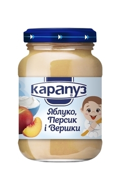 

Пюре Карапуз Яблоко, персик и сливки, 200 г