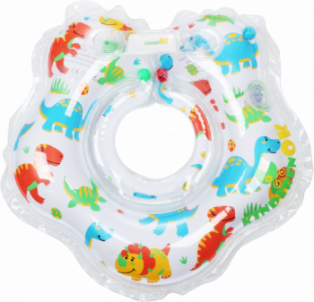 Круг для купания с погремушкой KinderenOK Динозавр, белый (204238) - Pampik