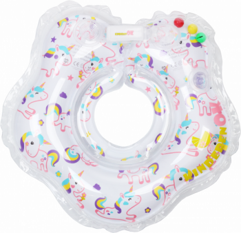 Круг для купания с погремушкой KinderenOK Единорог, белый (204238) - Pampik