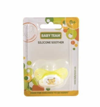 Пустушка силіконова ортодонтична Baby Team, 0 +, жовтий (3001) - Pampik - 3