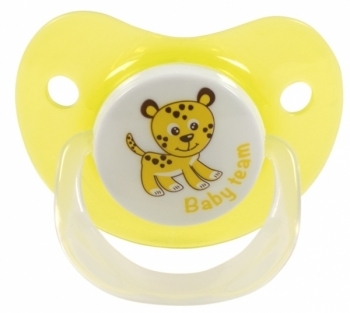 Пустушка силіконова ортодонтична Baby Team, 0 +, жовтий (3001) - Pampik