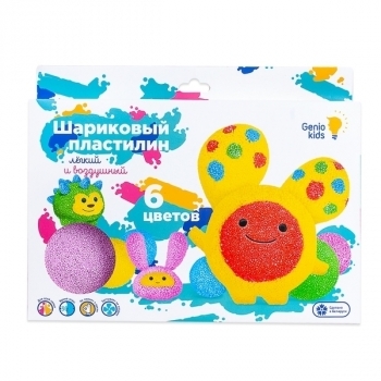 Набор для лепки Genio Kids Шариковый пластилин, 6 цветов (TA1802) - Pampik