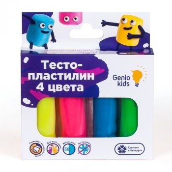 Набор для детской лепки Genio Kids Тесто-пластилин, 4 цвета (TA1082) - Pampik