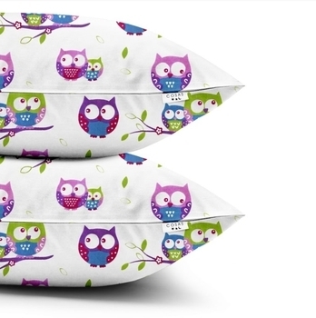 Набір наволочок Cosas Сови, бязь, 60х40 см, білий з фіолетовим, 2 шт. - Pampik - 3